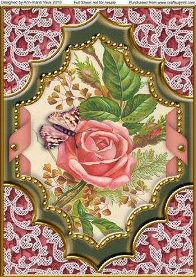 Butterfly Rose Ornate A4 Picture Topper Sheet