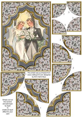 Bride N Groom Ornate 7x5inch All 4 Corner Stacker