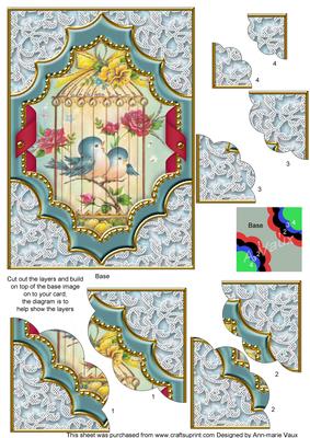 Lovebirds Ornate 7x5inch Scalloped Corner Stacker