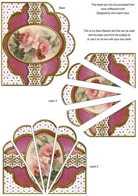 Pink Butterfly Rose Em Anglaise Scallop Deco Stacker