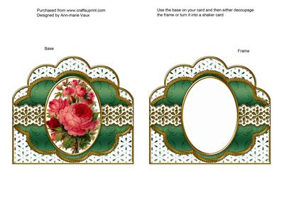 Pink Roses Em Anglaise Scallop Card Base Frame