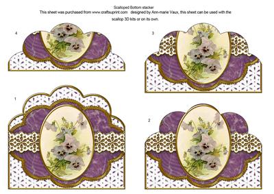Purple Pansies Em Anglaise Scallop Bottom Stacker