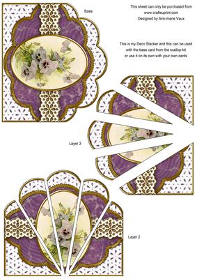 Purple Pansies Em Anglaise Scallop Deco Stacker
