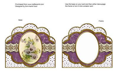 Purple Pansies Em Anglaise Scallop Card Base Frame