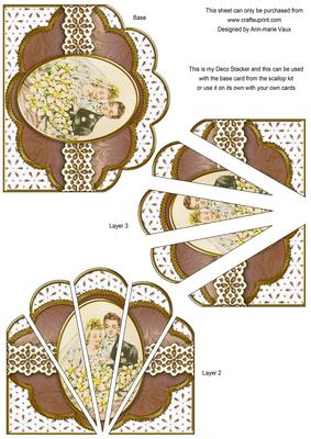 Vintage Wedding Couple Em Anglaise Scallop Deco Stacker