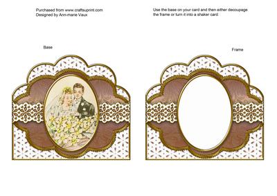 Vintage Wedding Couple Em Anglaise Scallop Card Base Frame