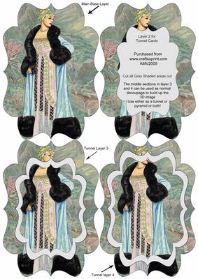 Elegant Blue Fur Coat Lady Fancy Bracket Tunnel Sheet