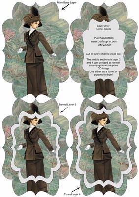 Elegant Brown Suit Lady Fancy Bracket Tunnel Sheet
