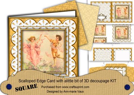 Cherub Children Em Anglaise Scallop Square 3D Card Kit