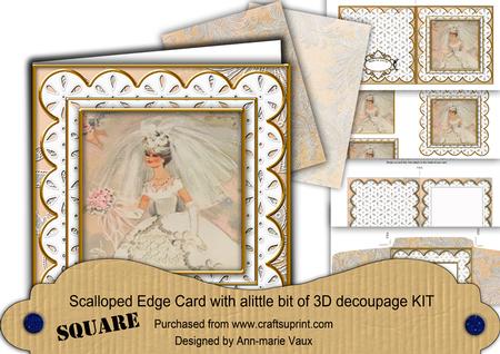 Blushing Bride Em Anglaise Scallop Square 3D Card Kit