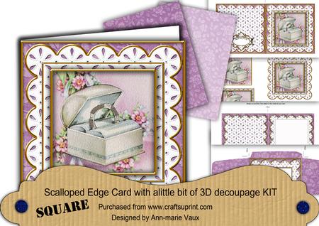 Ring Box Em Anglaise Scallop Square 3D Card Kit