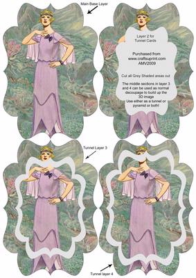 Elegant Lilac Dress Lady Fancy Bracket Tunnel Sheet
