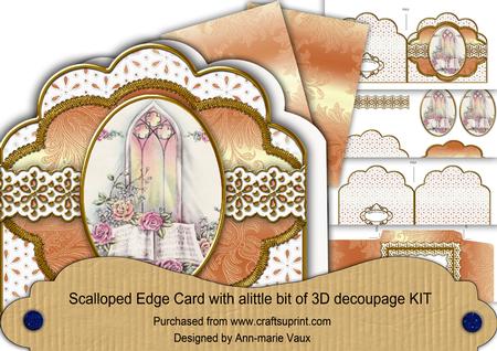 Church Window Em Anglaise Scalloped 3D Decoupage Card Kit