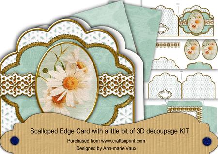 Daisies 1 Em Anglaise Scalloped 3D Decoupage Card Kit