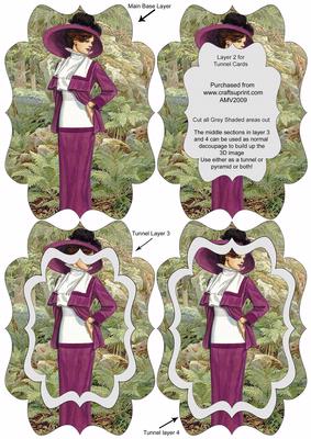 Elegant Purple Dress Lady Fancy Bracket Tunnel Sheet