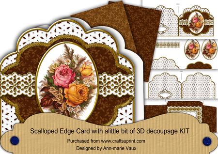 Harvest Rose Anglaise Scalloped 3D Decoupage Card Kit