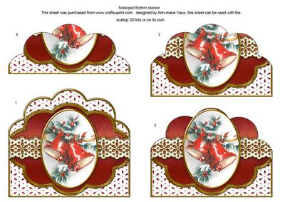 Christmas Bells Embroidery Anglaise Scallop Bottom Stacker