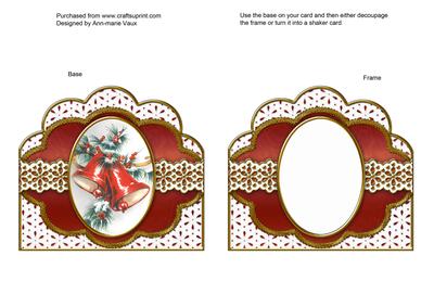 Christmas Bells Embroidery Anglaise Scallop Card Base Frame