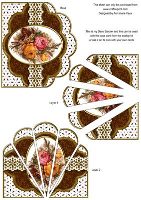Harvest Roses 1 Embroidery Anglaise Scallop Deco Stacker