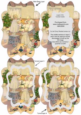 Christmas Children Playing Fancy Bracket Tunnel Sheet