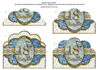 Blue Butterfly 18th Birthday Anglaise Scallop Bottom Stacker