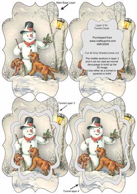 Snowman and Dogs Fancy Bracket Tunnel Sheet