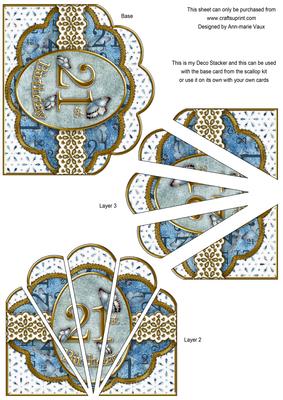 Blue Butterfly 21st Birthday Anglaise Scallop Deco Stacker