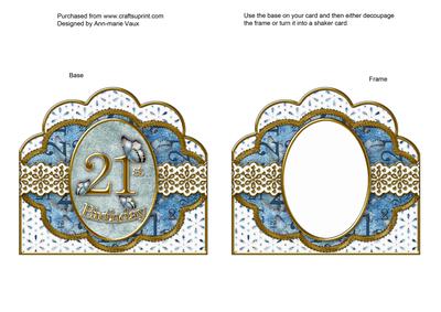 Blue Butterfly 21st Birthday Anglaise Scallop Card Frame