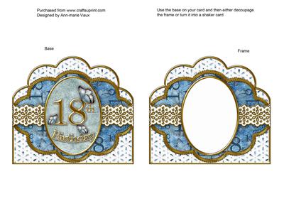 Blue Butterfly 18th Birthday Anglaise Scallop Card Frame