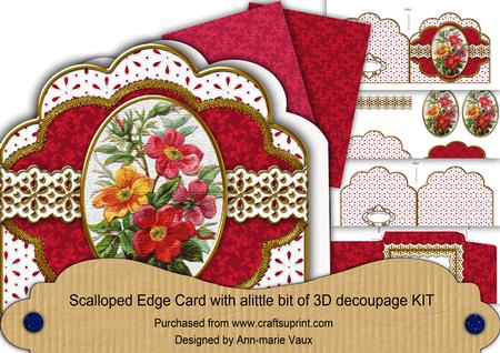 Coloured Bunch Anglaise Scalloped 3D Decoupage Card Kit
