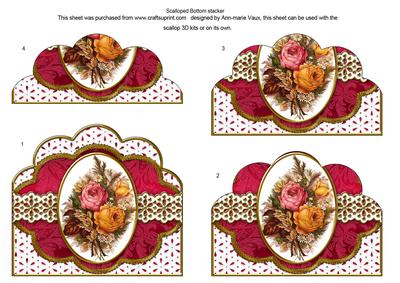 Pink Harvest Rose Embroidery Anglaise Scallop Bottom Stacker