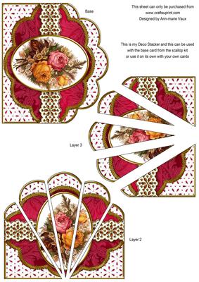 Pink Harvest Rose Embroidery Anglaise Scallop Deco Stacker