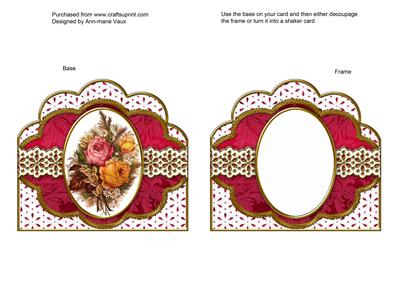 Pink Harvest Rose Em Anglaise Scallop Card Base Frame