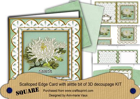 Oriental Lily Anglaise Scallop Square 3D Card Kit