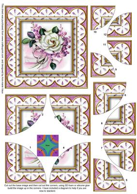 Lilac Wedding Rose All 4 Corner Stacker Card Front