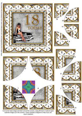 Mens Grey 18th Birthday 5in Quad Corner Stacker Card Front