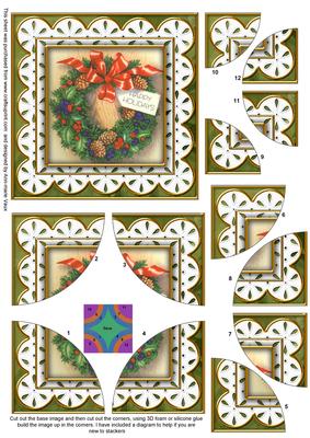 Christmas Wreath Scallop Ea All 4 Corner Stacker Card Front