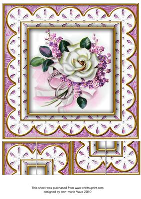 Lilac Wedding Rose E Anglaise 8in Picture Topper Sheet