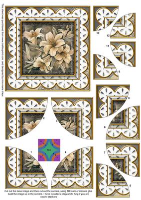 Grey Lily Scallop Ea All 4 Corner Stacker Card Front