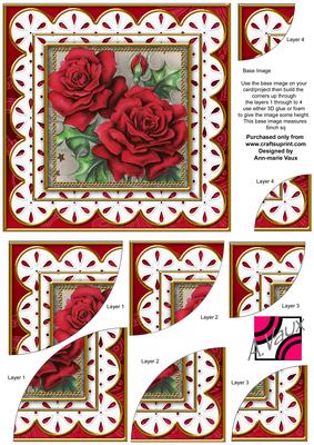 Red Roses Scallop Ea 6in Duo Corner Stacker