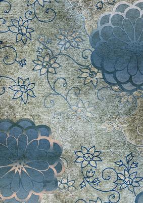 Oriental Birds 3 Dark Blue A4 Backing Paper