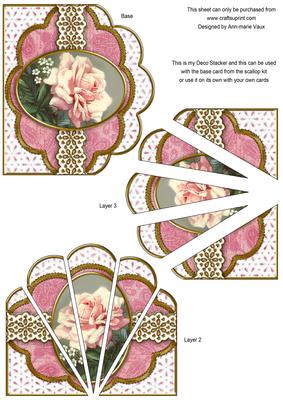 Single Pink Rose Embroidery Anglaise Scallop Deco Stacker