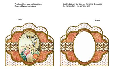 Oriental Birds 1 Embroidery Anglaise Scallop Card Base Frame