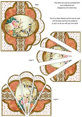 Oriental Birds 1 Embroidery Anglaise Scallop Deco Stacker