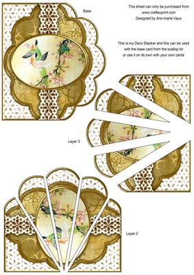 Oriental Birds 2 Embroidery Anglaise Scallop Deco Stacker
