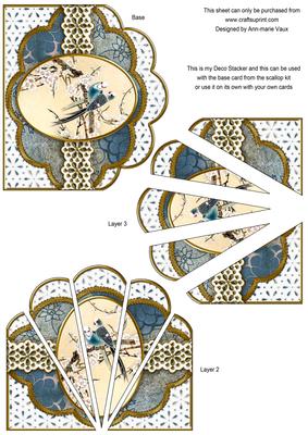 Oriental Birds 3 Embroidery Anglaise Scallop Deco Stacker