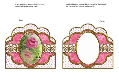 Painted Roses Embroidery Anglaise Scallop Card Base Frame