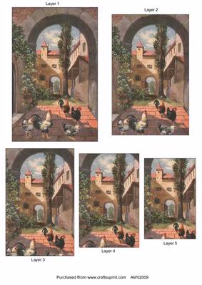 Old Spanish Courtyard Pyramid Toppers