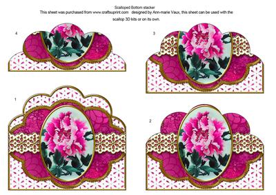Oriental Pink Peony Anglaise Scallop Bottom Stacker