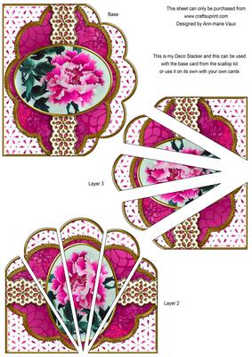 Oriental Pink Peony Anglaise Scallop Deco Stacker